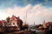 unknow artist, European city landscape, street landsacpe, construction, frontstore, building and architecture. 173